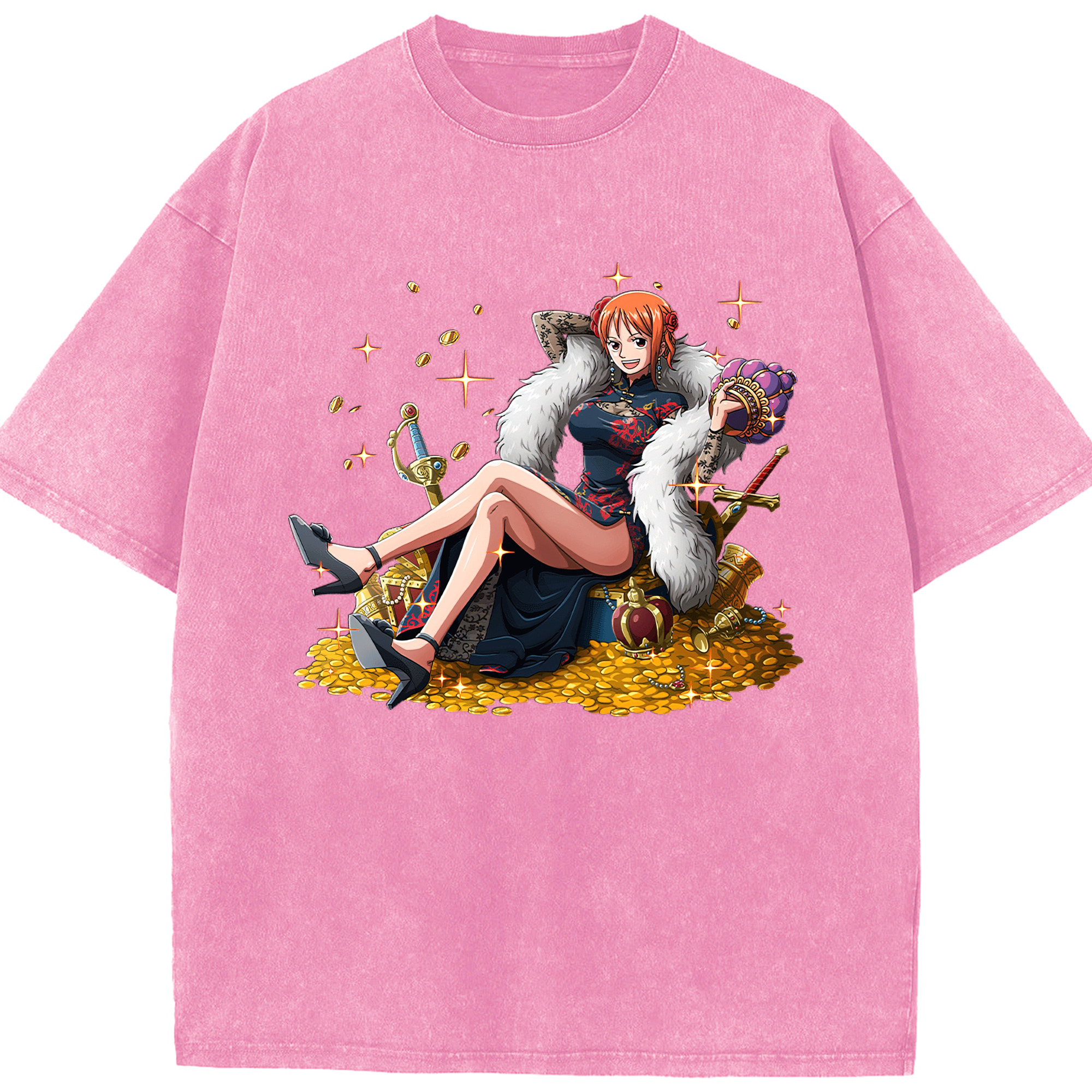 ワンピース ナミ ONE PIECE Nami 綿100% ヴィンテージ風 半袖Tシャツ（フロントプリント）